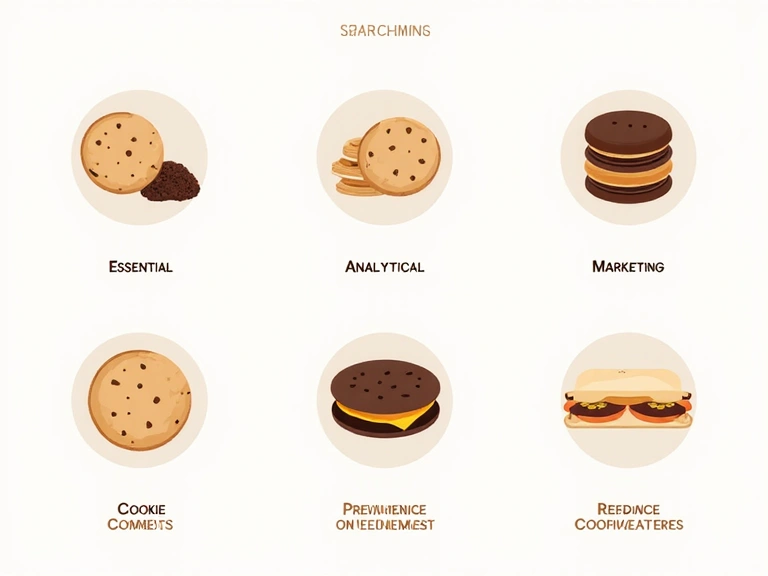 Icone che rappresentano diverse categorie di cookie: essenziali, analitici, di marketing